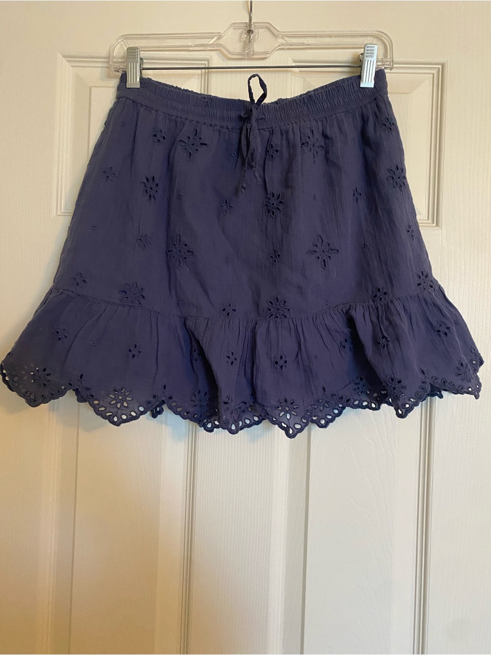 aerie Navy Eyelet Ruffle Mini Skirt